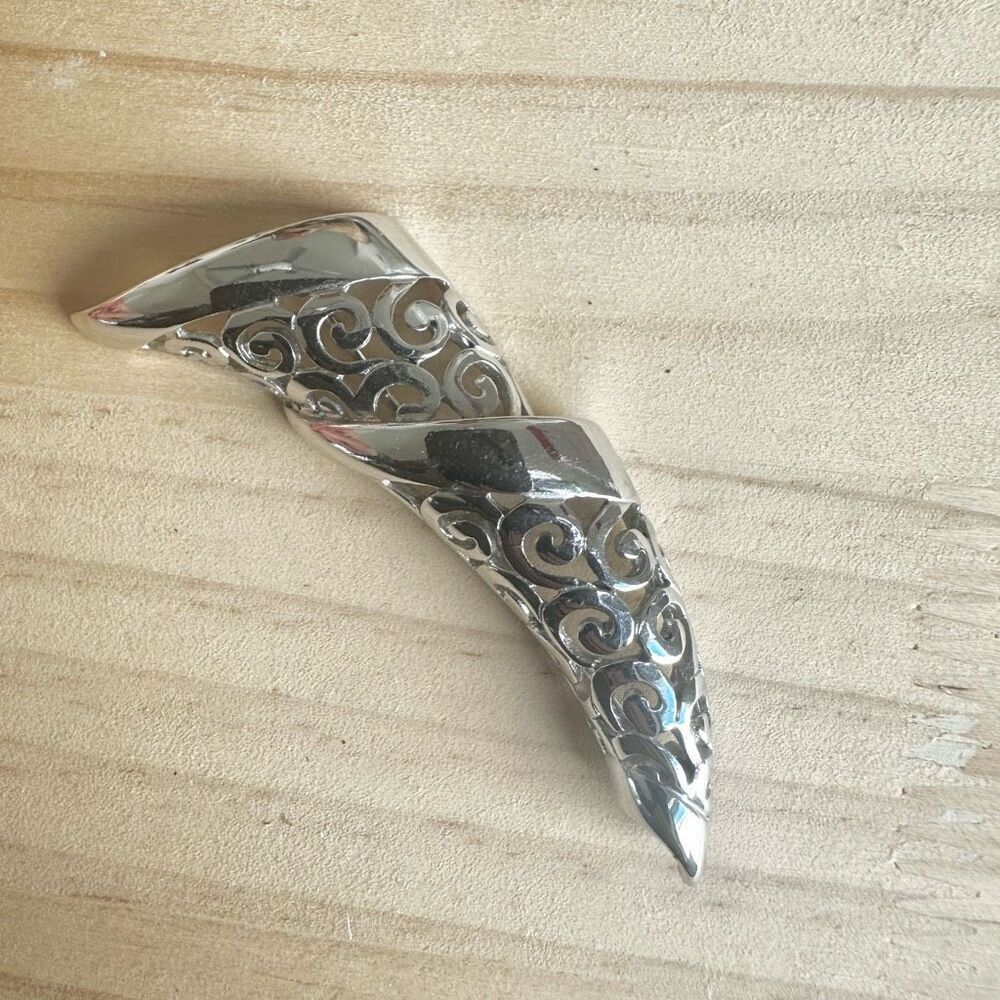 Givenchy Silver tone filagree Swirl Brooch